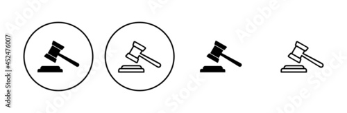 Gavel icon set. judge gavel icon vector. law icon vector. auction hammer