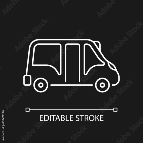 Wallpaper Mural Minibus white linear icon for dark theme. Small bus for transporting passengers. Motor vehicle. Thin line customizable illustration. Isolated vector contour symbol for night mode. Editable stroke Torontodigital.ca