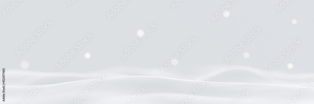 3D Blurred abstract white snow background.