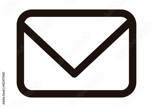 Icono negro de sobre para aplicación de correo electrónico.