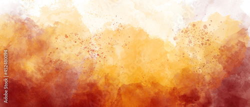 Photography dark orange yellow sky gradient watercolor background with clouds texture