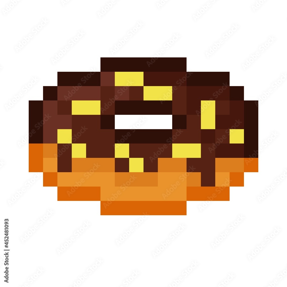 Donut pixel art. Vector illustration. Donut pixel art. Vector illustration.