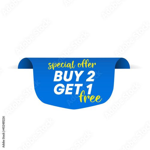 Buy 2 get 1 free blue Sticky Notes Vector Icon