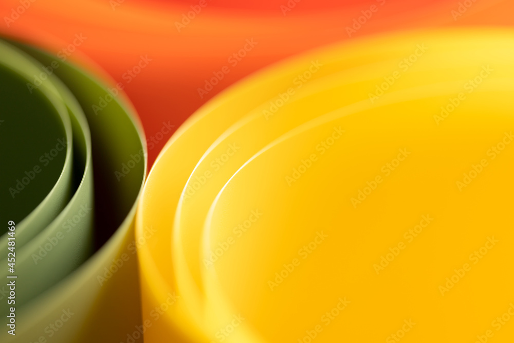 abstract vibrant color curve background, creative graphic wallpaper with  orange, yellow and green for presentation, concept of dynamic movement and  space, bending plastic sheets, selective focus Stock Photo | Adobe Stock