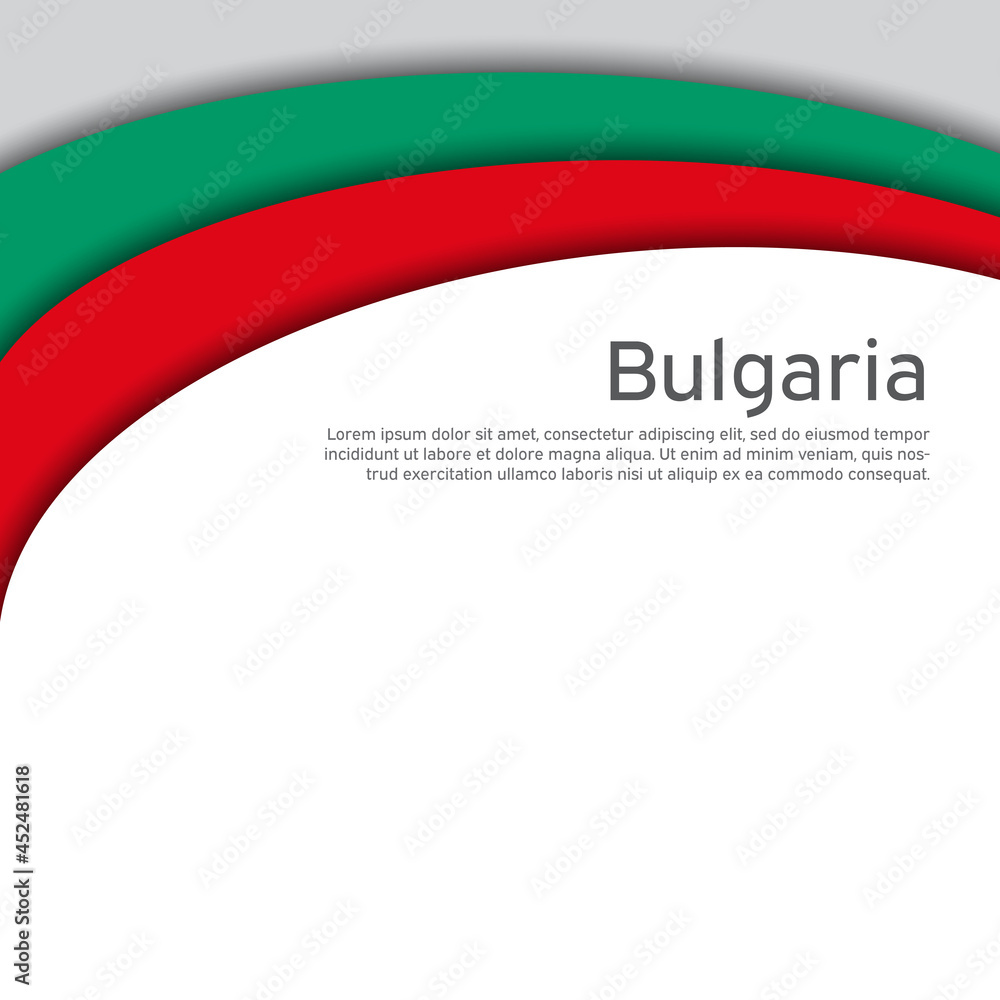 Fototapeta premium Abstract waving bulgaria flag. Paper cut style. Creative background for design of patriotic holiday card. Bulgaria national poster. State bulgarian patriotic cover, flyer. Vector tricolor design