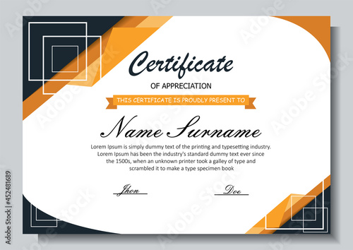 Certificate of appreciation template, simple and elegant design