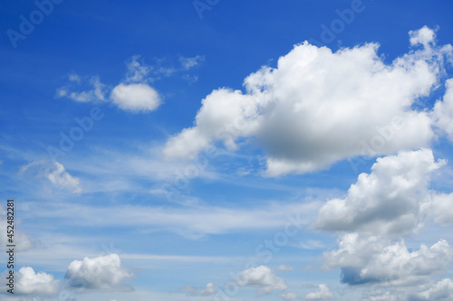 White clouds in the blue sky nature background