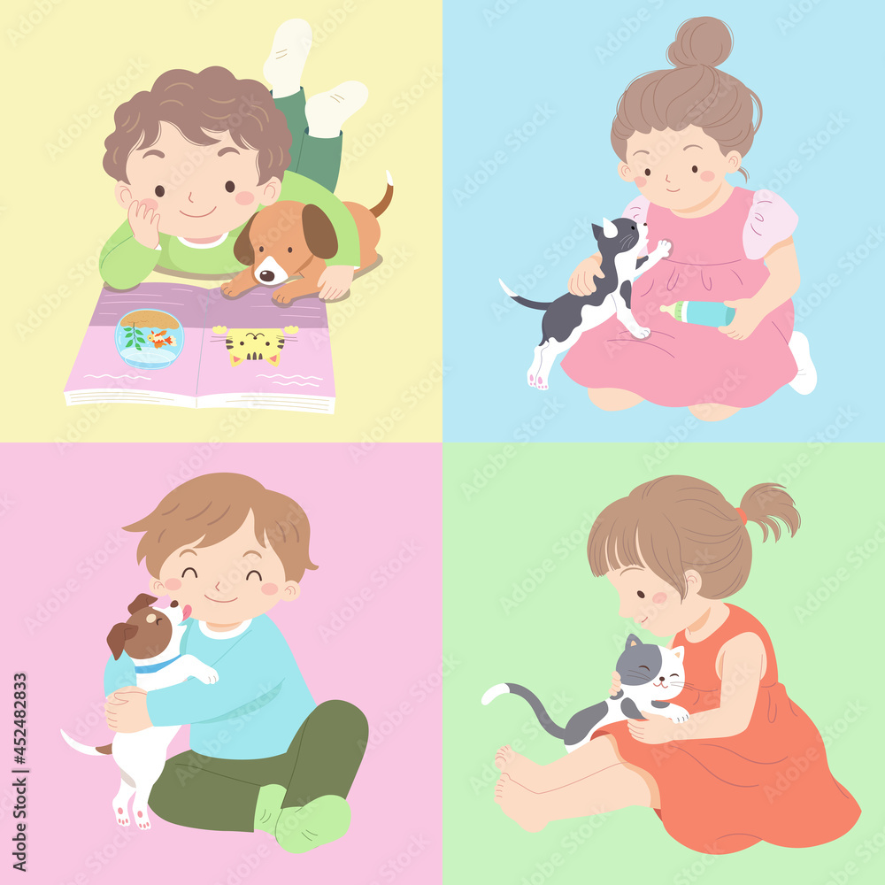 The interaction between children and pets, a total of four situational actions
The interaction between children and pets, a total of four situational actions