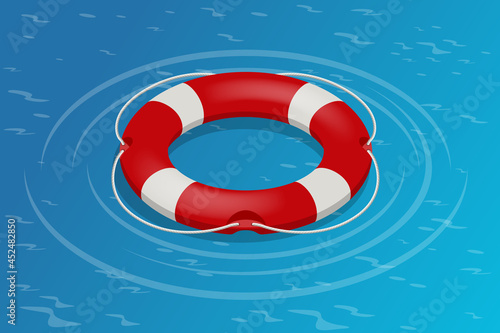 Isometric rescue life belt, marine lifebuoy water safety. isolated on white background. Lifebuoy.