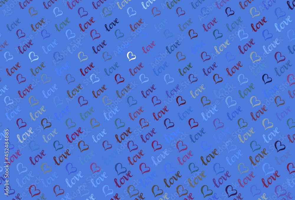Dark Pink, Blue vector background with Shining hearts. Dark Pink, Blue vector background with Shining hearts.