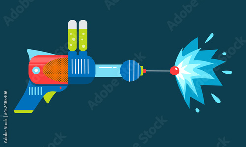 Blaster in cartoon style space laser ray gun