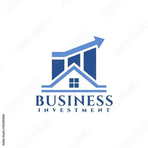 illustration of a house with a business chart. logo vector template for real estate, mortgage, property business.