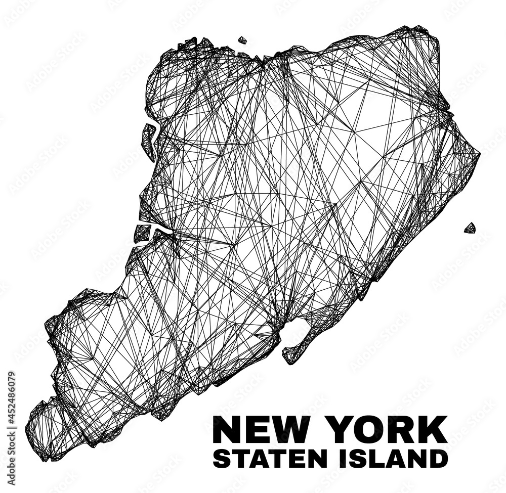 Net irregular mesh Staten Island map. Abstract lines form Staten Island