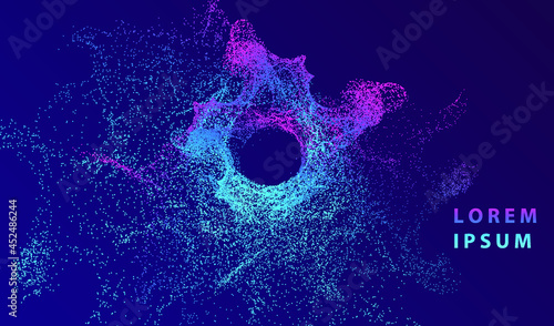 Abstract splash particles background. Shining future abstraction particle flow design. Futuristic backdrop with point. Vector Eps10 background.