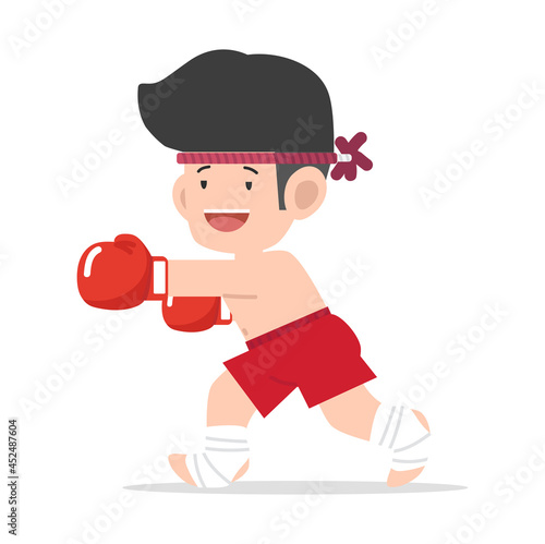 Cute cartoon Muay Thai boxer