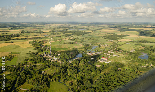 Aerial view of Cirava, Latvia in sunny summer day. © Bargais