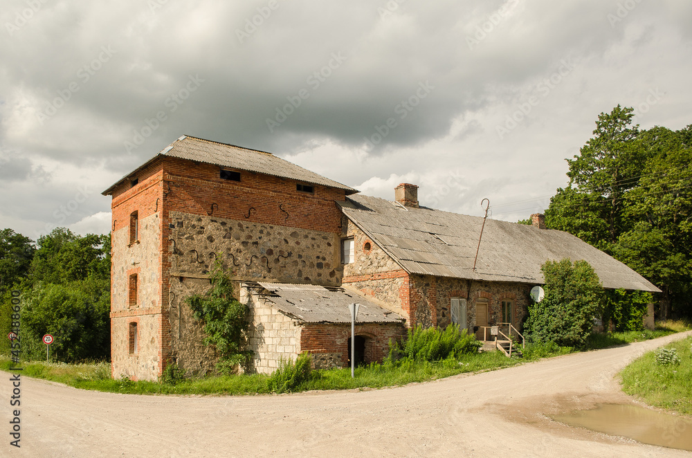 Former brewery of Varieba manor in sunny summer day, Latvia. Former brewery of Varieba manor in sunny summer day, Latvia.