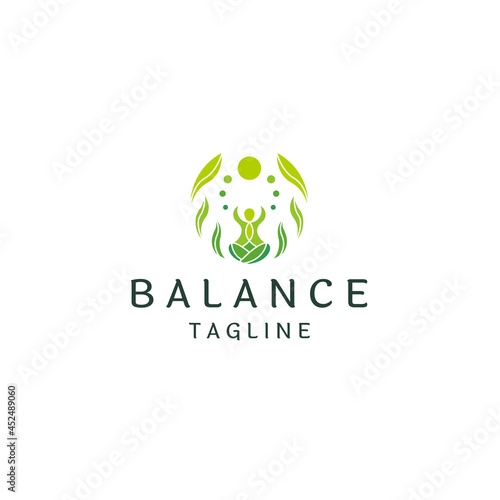 Yoga nature logo icon design template flat vector