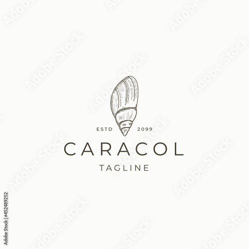 Snail line art elegant luxury logo icon design template flat vector