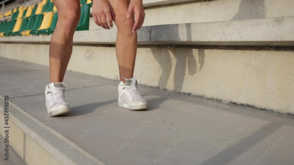 Woman stretching for warming up before running working out. Fitness healthy Woman stretching for warming up before running working out. Fitness healthy