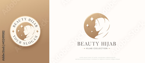 Islamic woman silhouette wearing hijab logo