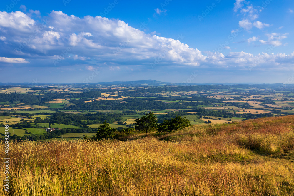 The spectacular views from the top of the Wrekin on the Shropshire Hills West Midlands