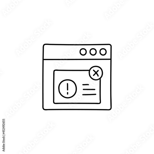 Seo Alert website icon in flat black line style, isolated on white background 