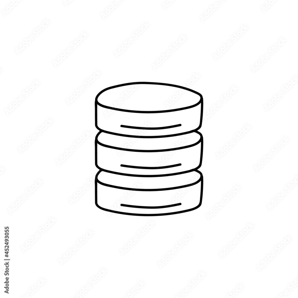 Backup database, sync data icon in flat black line style, isolated on white background Backup database, sync data icon in flat black line style, isolated on white background