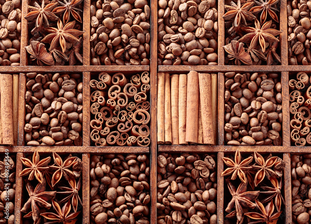 Coffee beans with spices. Coffee beans with spices.