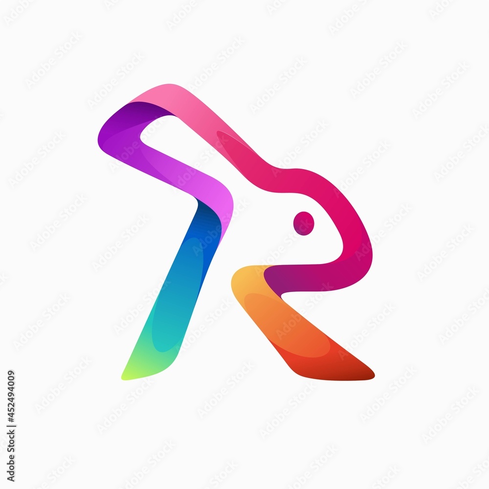 Rabbit logo with letter R concept Rabbit logo with letter R concept