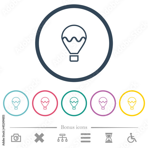 Air balloon outline flat color icons in round outlines