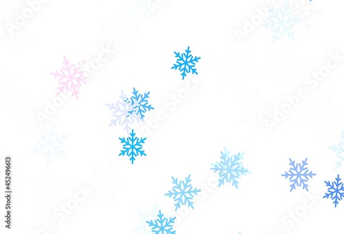 Light Blue, Yellow vector texture with colored snowflakes, stars.