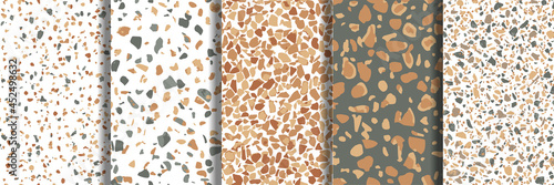Terrazzo seamless pattern . Repeat vector marble mosaic surface