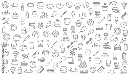 Set of Vector Fastfood Fast Food Elements Icons