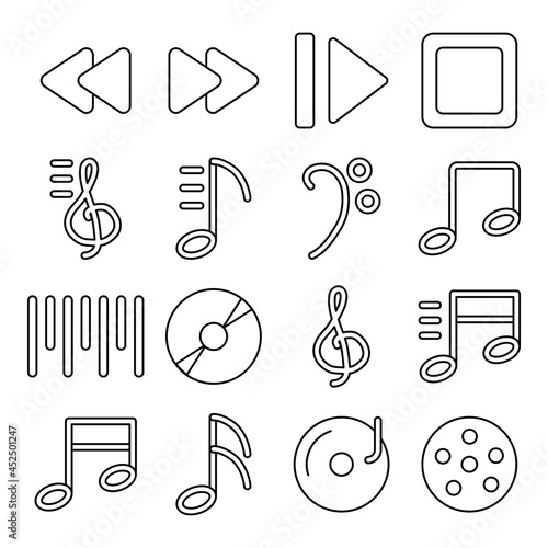 Pack of Music Equipment linear Icons 