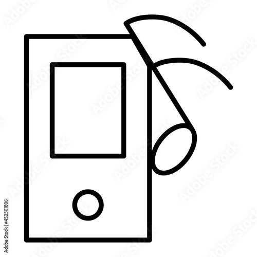 A linear design icon of portable music player