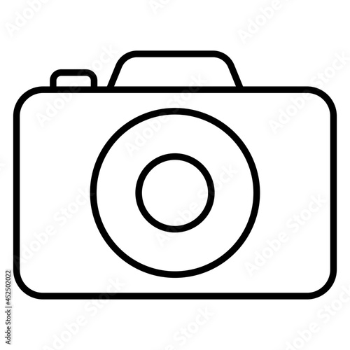 A photographic equipment icon, linear design of camera