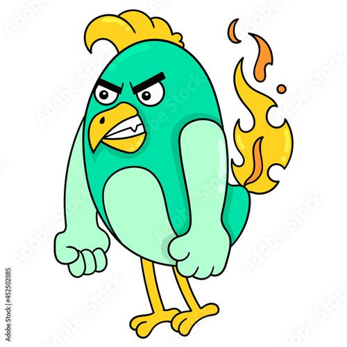 the little phoenix is fiery angry, doodle icon image kawaii