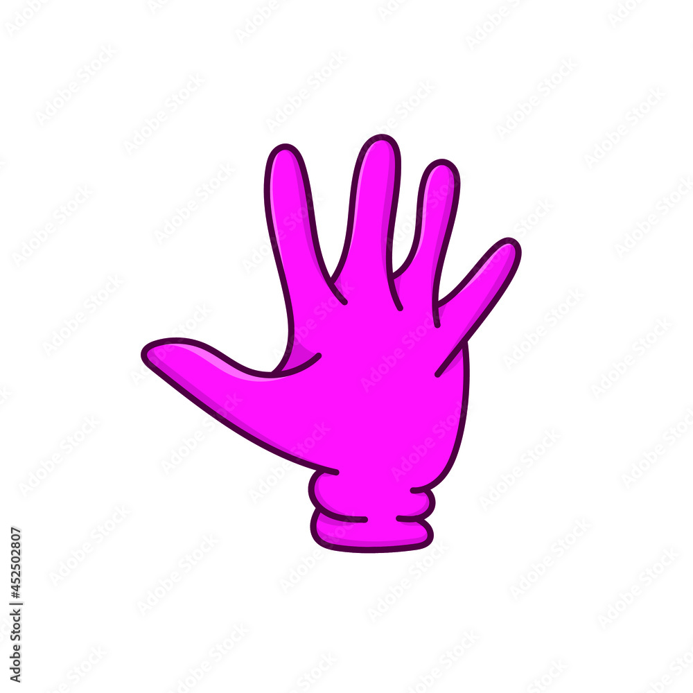 Pink hand gloves isolated illustration vector on white background. purple glove outline cartoon style Pink hand gloves isolated illustration vector on white background. purple glove outline cartoon style