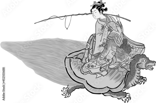 浮世絵　龍にのっている少女　その1