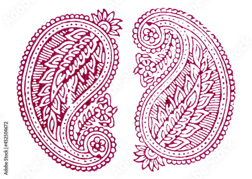 Original Indian Stamp Printing with Paisley motifs