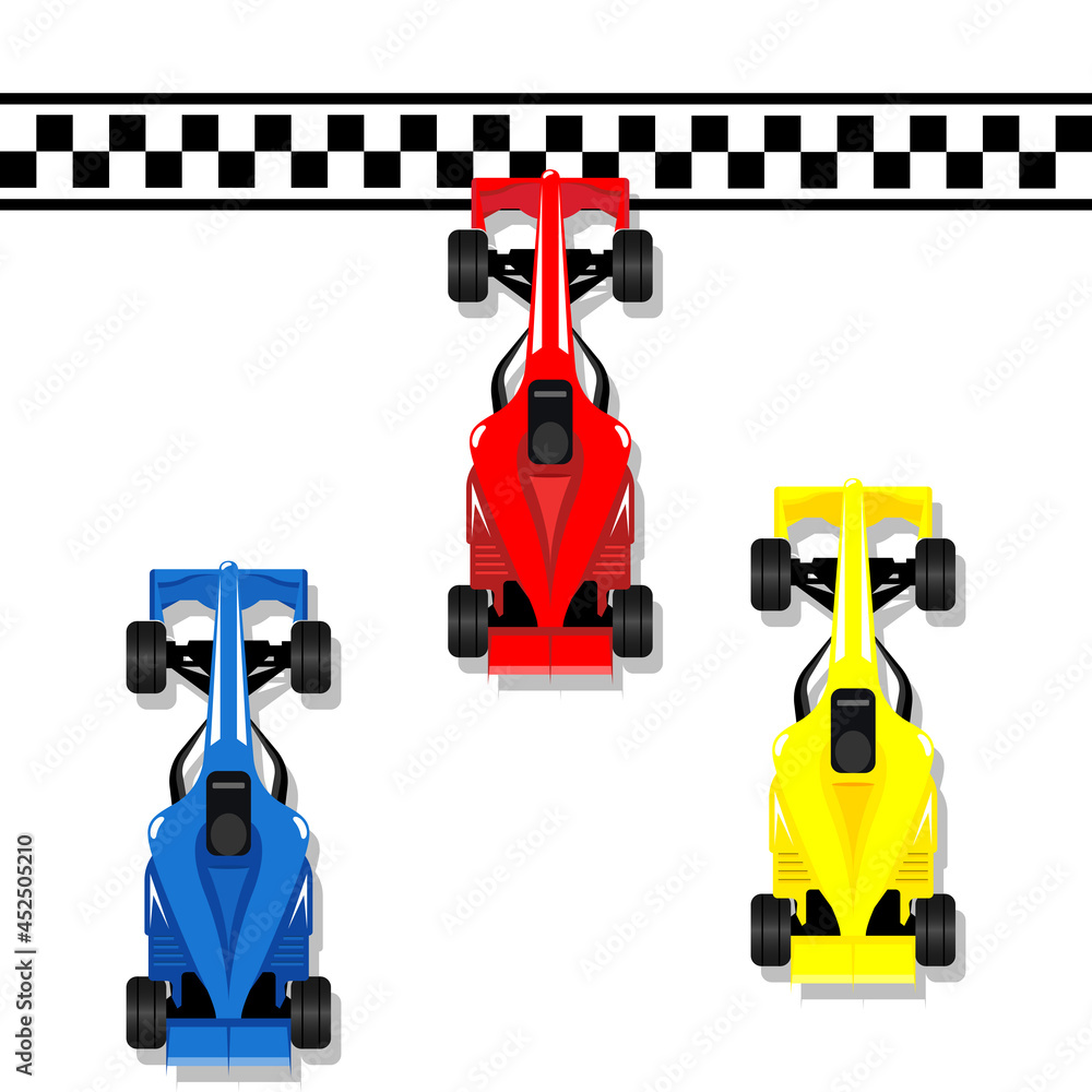 Φωτογραφία Racing sport cars f1 racing bolid to finish line illustration vector