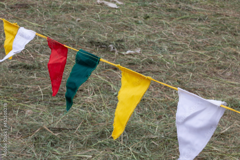 yellow and green flags Stock Photo | Adobe Stock