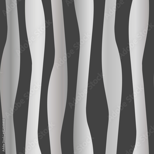 Vector Abstract Zebra Stripes Silver Gradient on Dark Gray seamless pattern background. Perfect for fabric, wallpaper and scrapbooking projects. photo