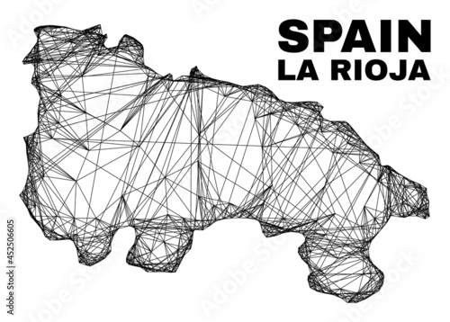 carcass irregular mesh La Rioja of Spain map. Abstract lines are combined into La Rioja of Spain map. Wire carcass 2D network in vector format.