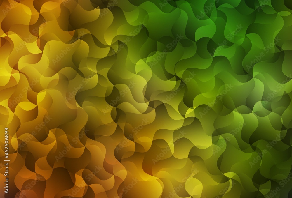 Dark Green, Yellow vector background with curved lines. Dark Green, Yellow vector background with curved lines.