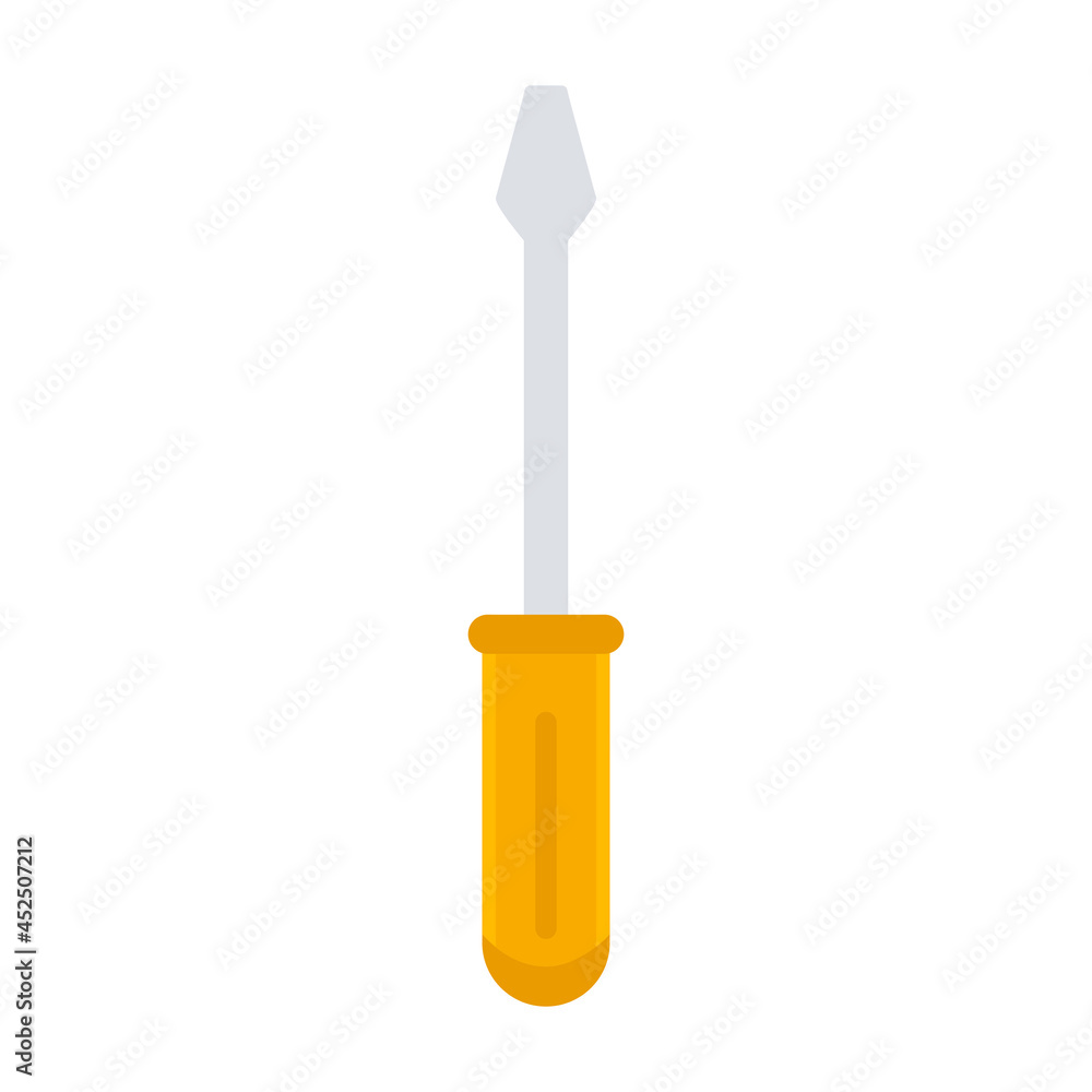 Screw driver icon with orange handle. Repair work tool. Vector isolated on white Screw driver icon with orange handle. Repair work tool. Vector isolated on white