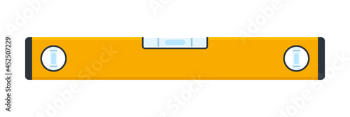 Bubble level meter icon. Construction or building orange  level tool. Engineering measure equipment. Vector isolated on white