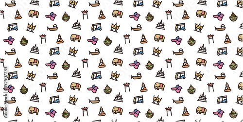 Thailand icon pattern background for website or wrapping paper(Color Icon Version)