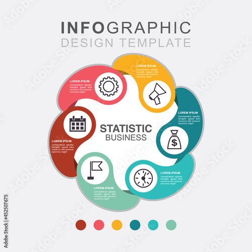Infographic six steps statistic business and finance management